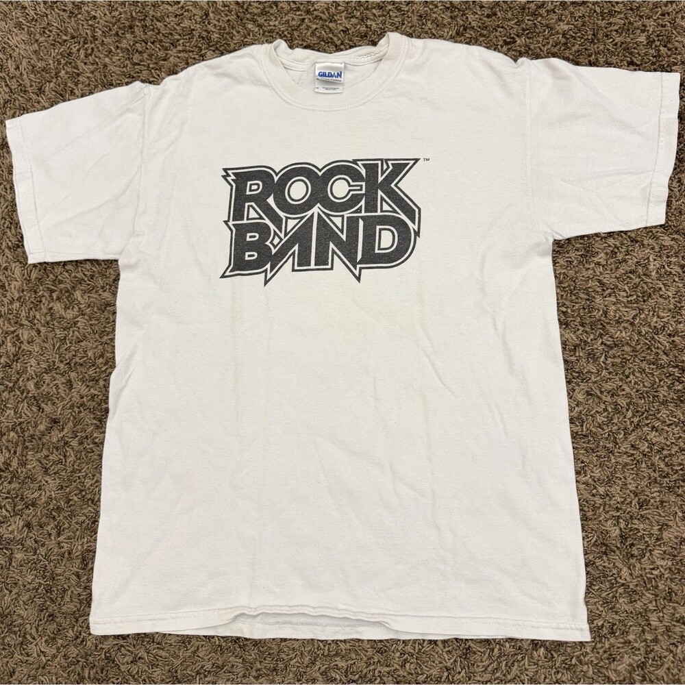 Rare Vintage Rock Band Video Game Promo T-Shirt White Mens Size Medium